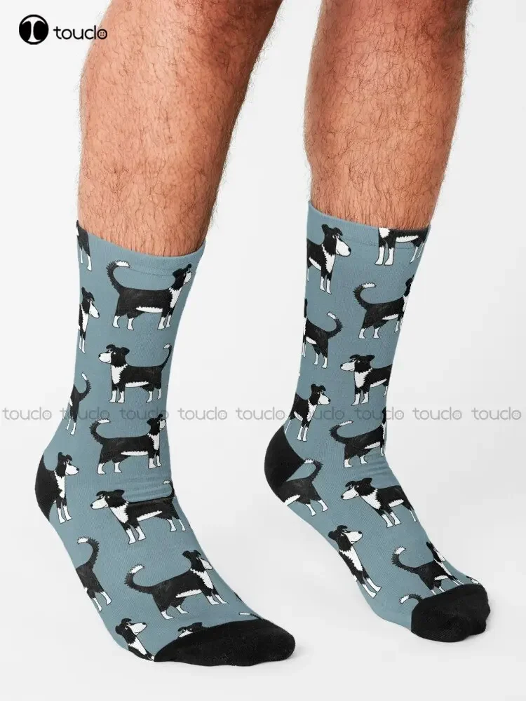 Border Collie Sheepdog Socks Thin Socks Men 360° Digital Printing Personalized Custom Unisex Adult Teen Youth Socks Custom Gift