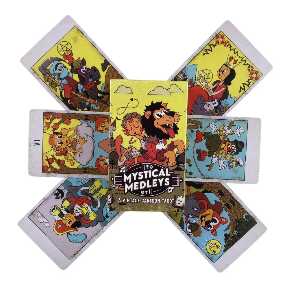 

Mystical Medleys A Vintage Cartoon Tarot Cards A 78 Oracle English Visions Divination Edition Borad Playing Games gift