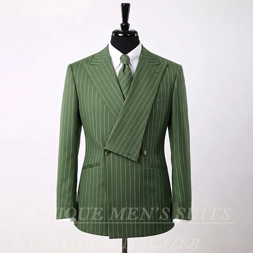 

Designer Stripe Men's Suits Luxury Back Double Vent Blazer High Quality Formal Event 2 Piece Jacket Pants Costume homme