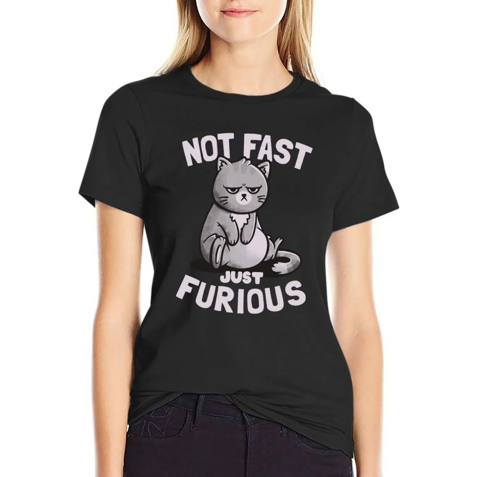 Not Fast Just Furious Cute Funny Cat Gift T-Shirt tees Blouse shirts graphic tees t-shirt dress for Women long