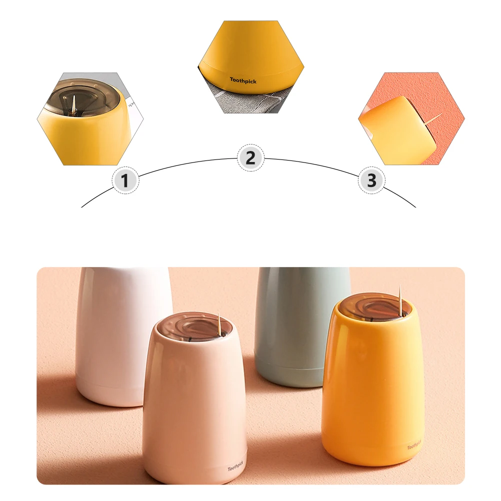 

Plastic Press Toothpick Box Automatic Containers Portable Waterproof Dustproof Simple Color Matching Suitable Home Restaurant