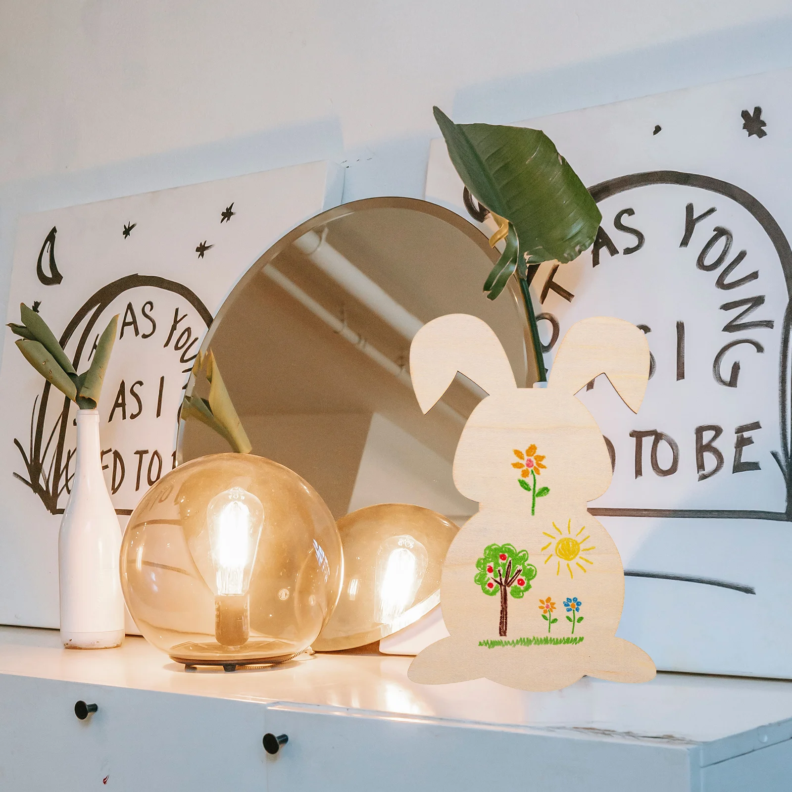 

8Pcs Wood Slices Eco Friendly Solid Wood Boards for Indoor Decorations Unfinished Bunny Cutouts Craft Painting