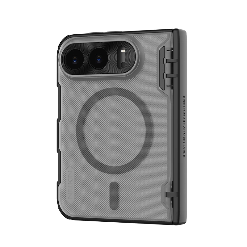 For iPhone Duo NILLKIN Super Frosted Shield Magnetic Case, Matte PC Hinge Fold Cover with Aerospace Aluminum Lens Frame, MagSafe