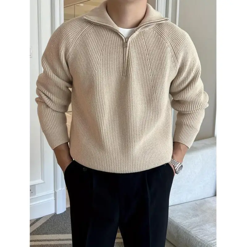 

Men's Knitted Sweater Thiened Coolmax Fiber Ciwalk Collar Nine Sve Brand Emblem Knwear New Arrival