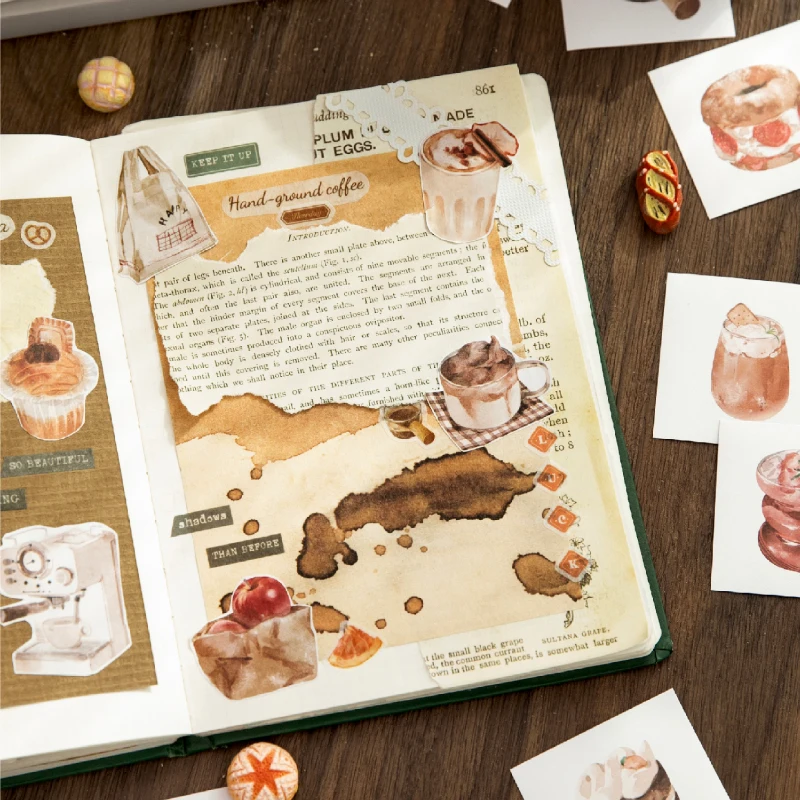 Weekend Coffee Club Series Vintage Bread Cake Landscape Material Paper Creative DIY Junk Journal Collage Scrapbooking Stationery