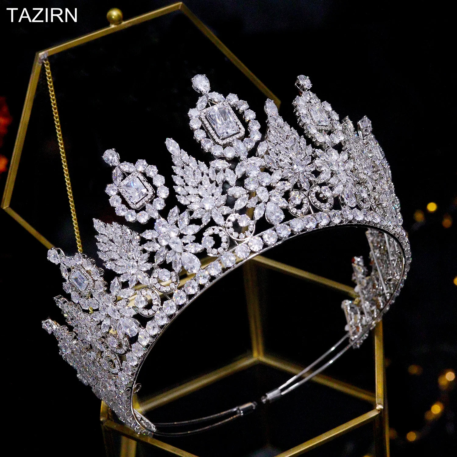 Luxury Zirconia Big Crown Wedding Bride Tiaras for Women Gifts CZ Handmade Princess Prom Party Headwear Hair Accessories Jewelry