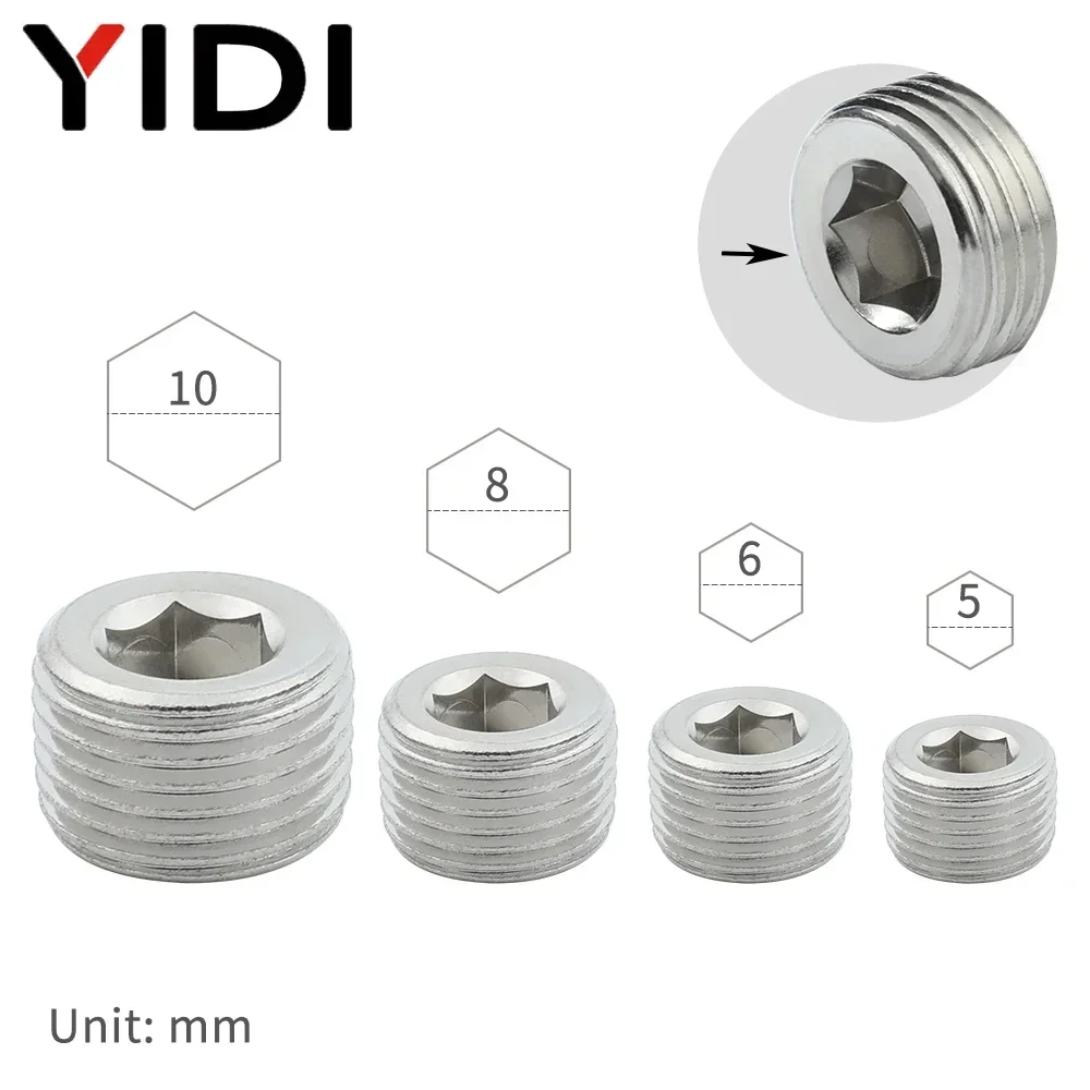 5/10/20pcs Pneumatic Connection Air Hose Tube Pipe Plug Fitting Fittings Connector Male Thread stop end Kit Set 1/2 3/8 1/4 1/8