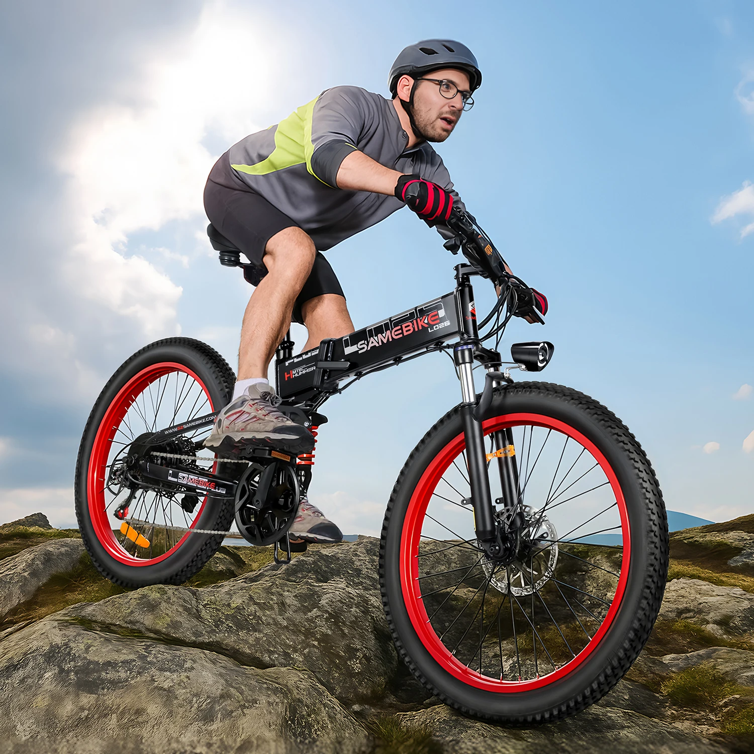 Image of Samebike LO26 Plus Elektrofahrrad 48V15Ah Heckmotor Lithium-Akku E-Bike LCD 26*4,0" Hydraulische Bremse Elektrofahrrad