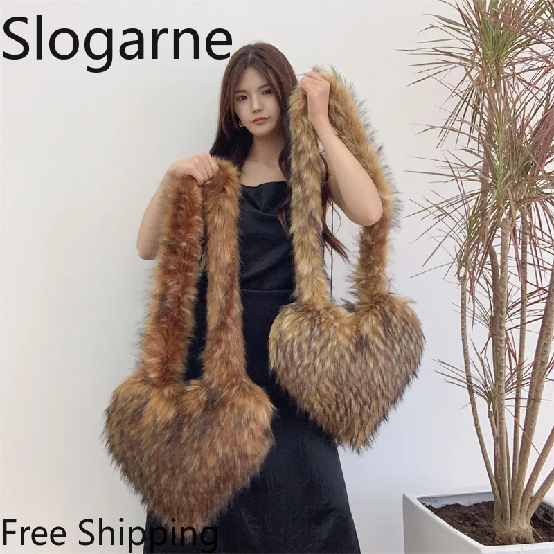 

Новая пушистая сумка через плечо 2026 года в европейско-американском стиле, женская сумка-мессенджер из искусственного меха енота, женская меховая ретро-сумка, плюшевая сумка-клатч