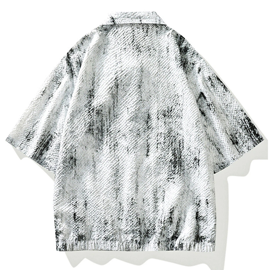 Tie Dye Shirt Men Plus Size 8XL Summer Short Sleeve Shirts Male Fashion Casual Tops Big Size 8XL