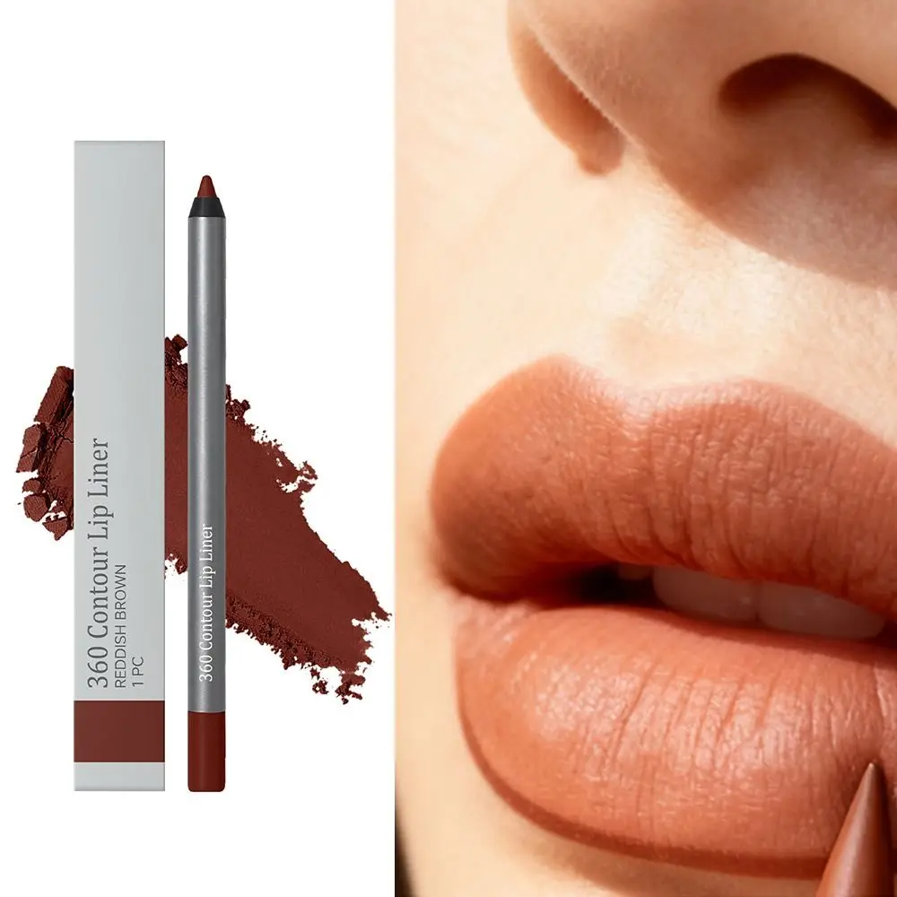 Matita per labbra opaca in velluto marrone rosso Matita per labbra con sviluppo del colore a lunga durata Matita per trucco labbra impermeabile senza sbavature Trucco per labbra