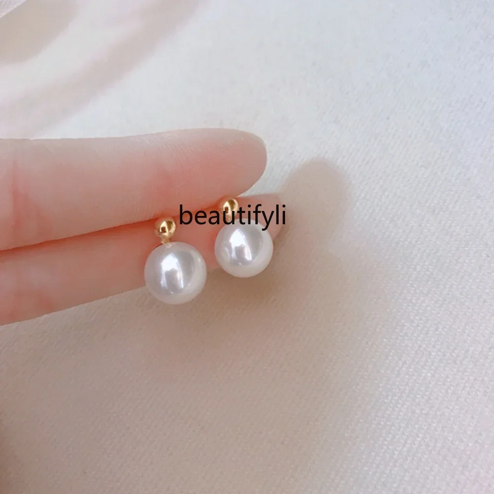 

yj Large Pearl Earrings Sterling Silver Needle Light Luxury Minority High-Grade Temperament Unique Earrings