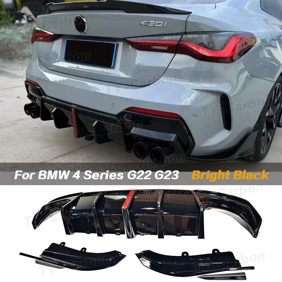 

3 шт. ПП ярко-черный с подсветкой, задний диффузор, бампер, разделитель губ для BMW 4 серии G22 G23 M440i 420i 430i 435i, автомобильный Bodykit 2021