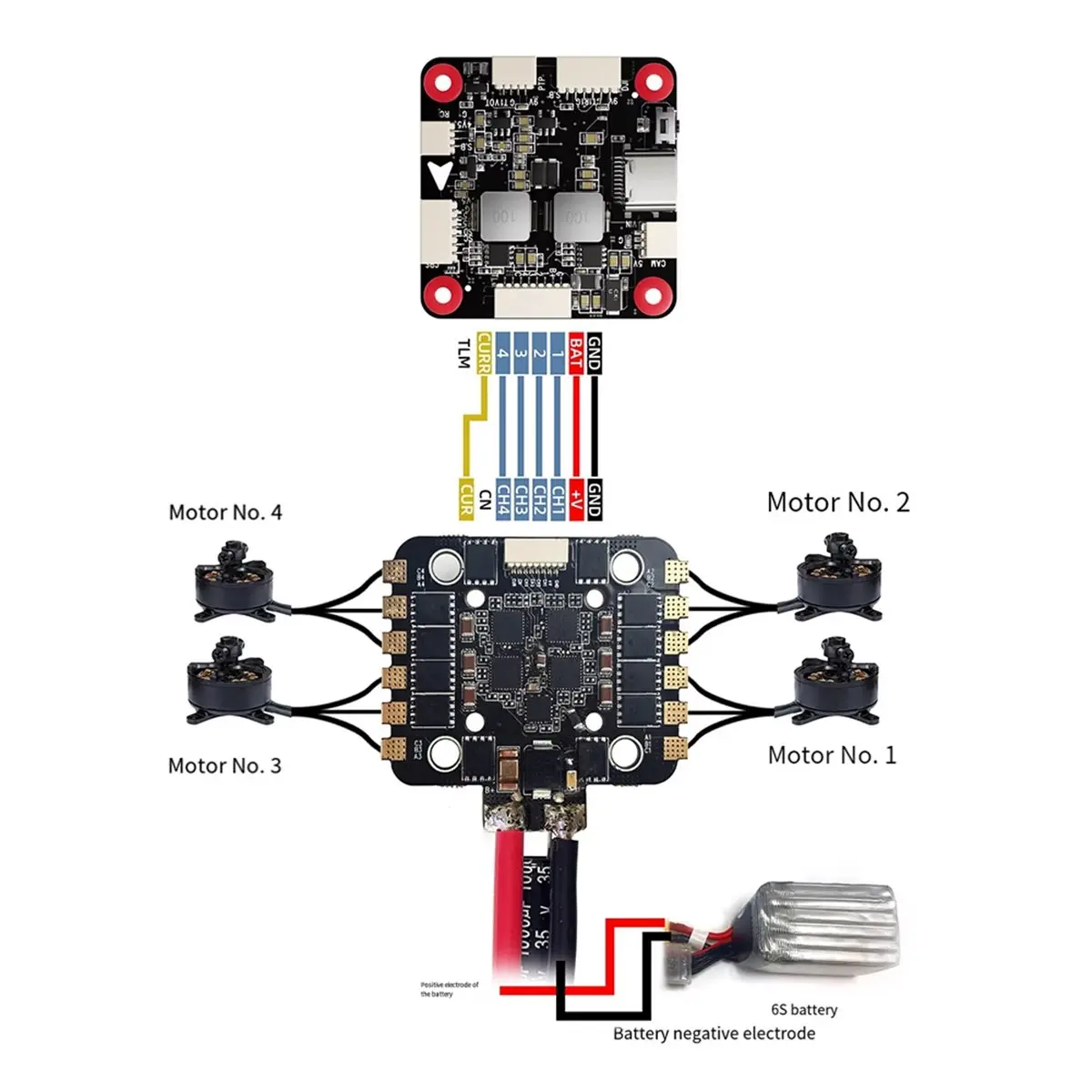 4-in-1 AM32-80A Power Module Connector for Pix Crossflight Flight Controller Replacement with Connect Cable Parts
