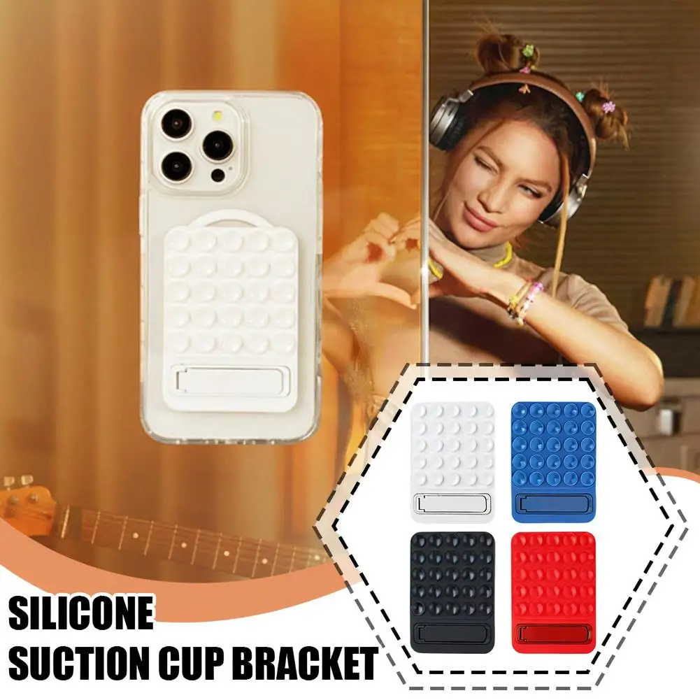 Silicone Suction Phone Holder Mat Multifunctional Suction Cup Wall Stand Square Anti-Slip Single-Sided Case Mount Back Sticker