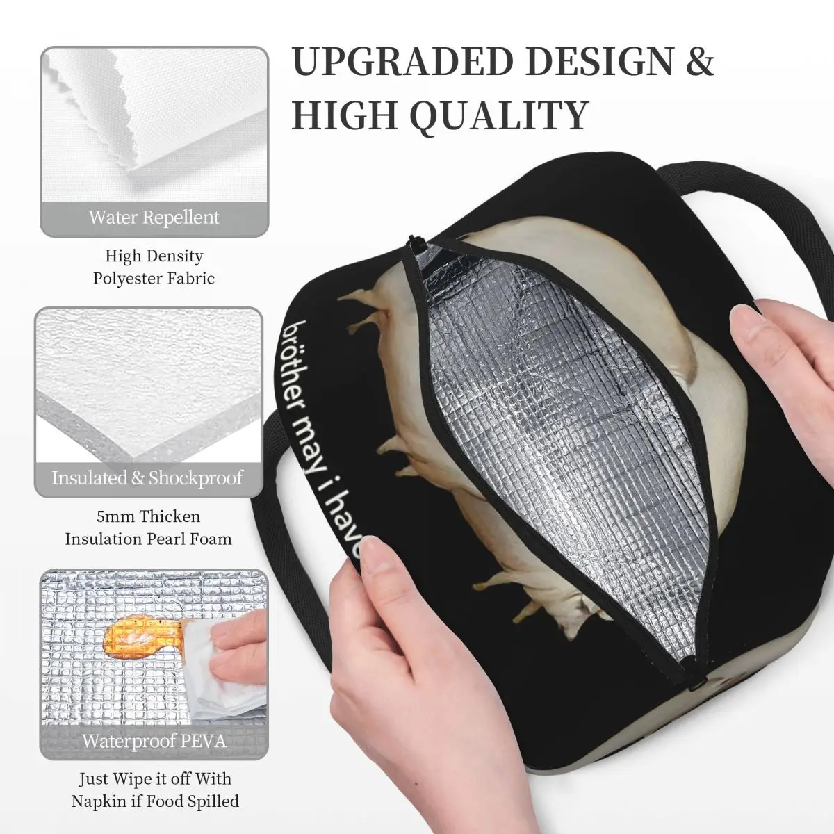 هل لدي بعض الشوفان، حقيبة غداء كلاسيكية معزولة للنساء والأطفال، صناديق طعام مقاومة للتسرب، حقيبة غداء حرارية