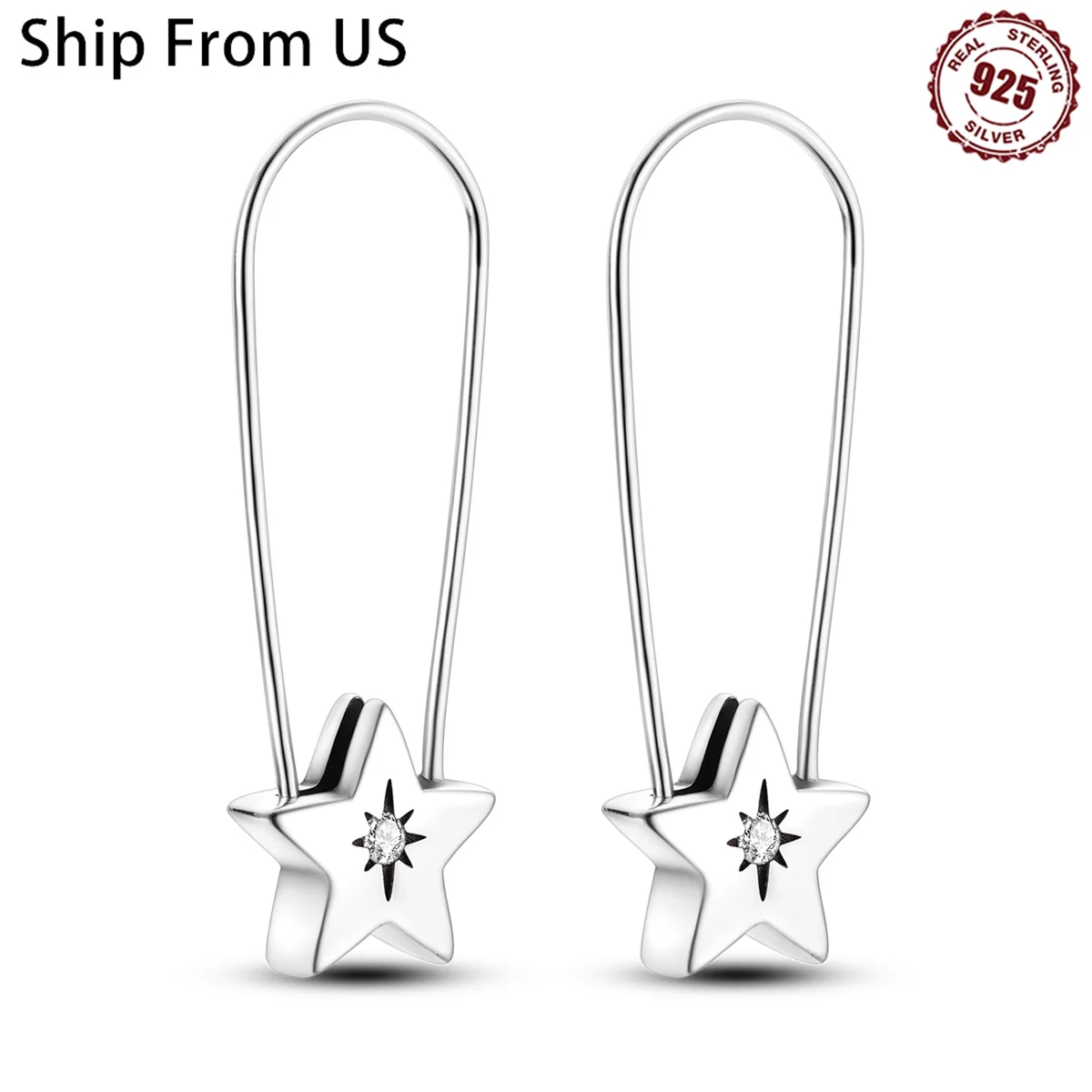 Hot 925 Sterling Silver Fine Stars Pin Series Jewelry Zircon Circle Hoop Earrings Women Earring Jewelry Fine Gifts Accessories