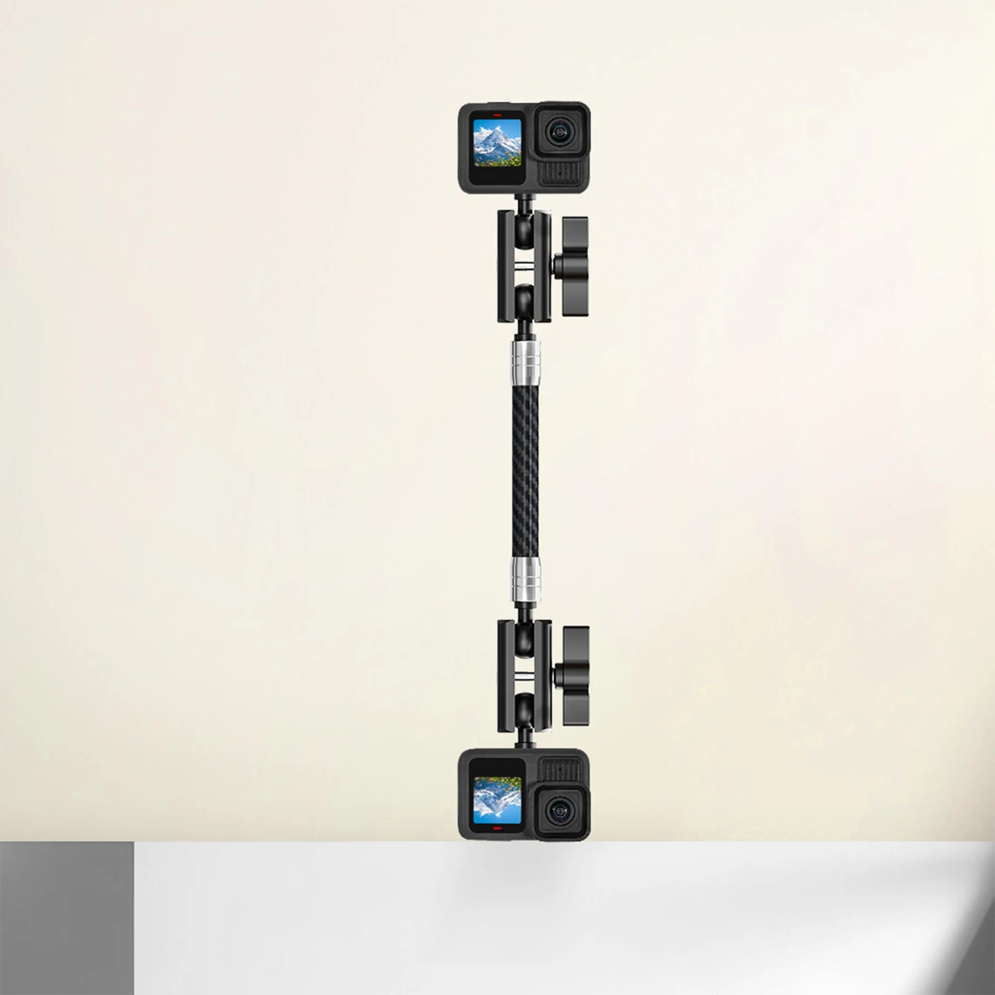 カーボンファイバー ステンレス鋼 ユニバーサル 17mm ボールヘッド - 1/4 Arri 1インチ ボール セルフィースティック アクションカメラ 延長ロッド D12mm チューブ