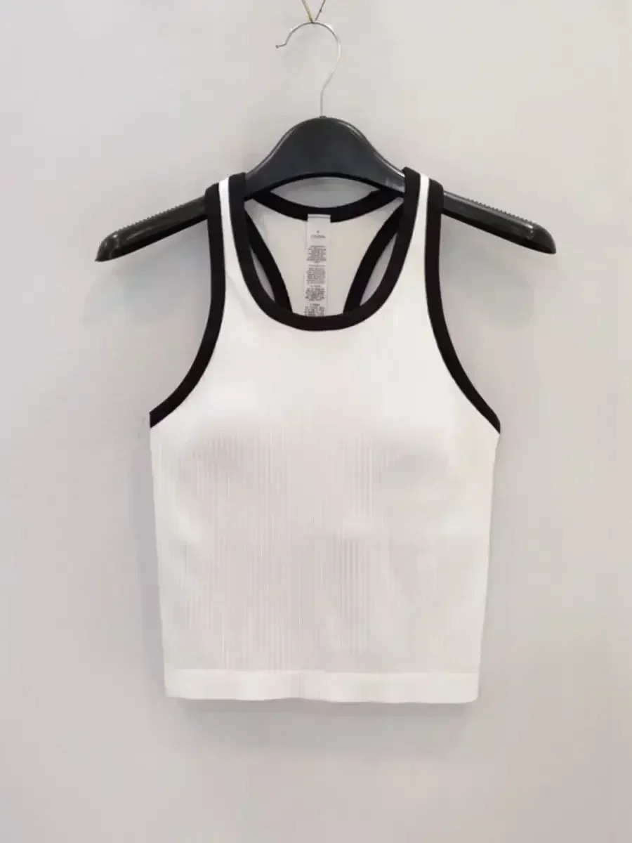 

Lemon Solid Color EBB Women's Yoga Sports Shape Tank Top Running Gym Fitness Sleeveless Spring and Summer Bra with Chest Pad
