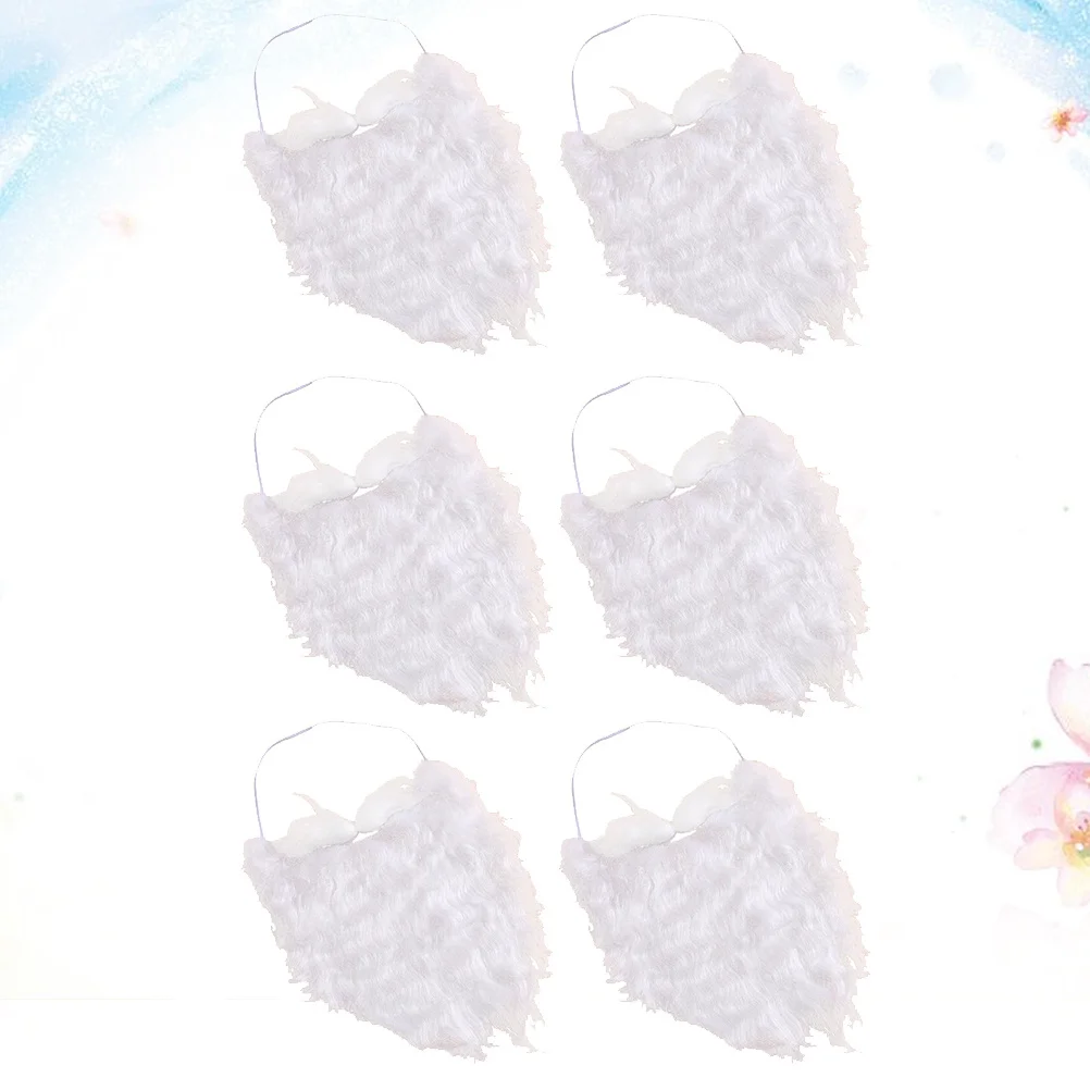 

6 шт., усы Санта-Клауса, хлопковая искусственная борода, белый реквизит, вечерние, фестиваль, ролевые игры, принадлежности для волос на лице, усы Санта-Клауса