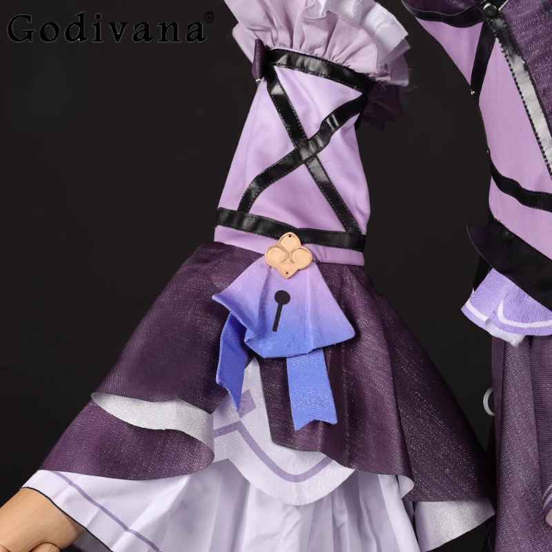 Railway Cos Dress Set for Women Purple Color Game Anime Dress with Hat Female Necklace Socks Carnival Party Dress Suits