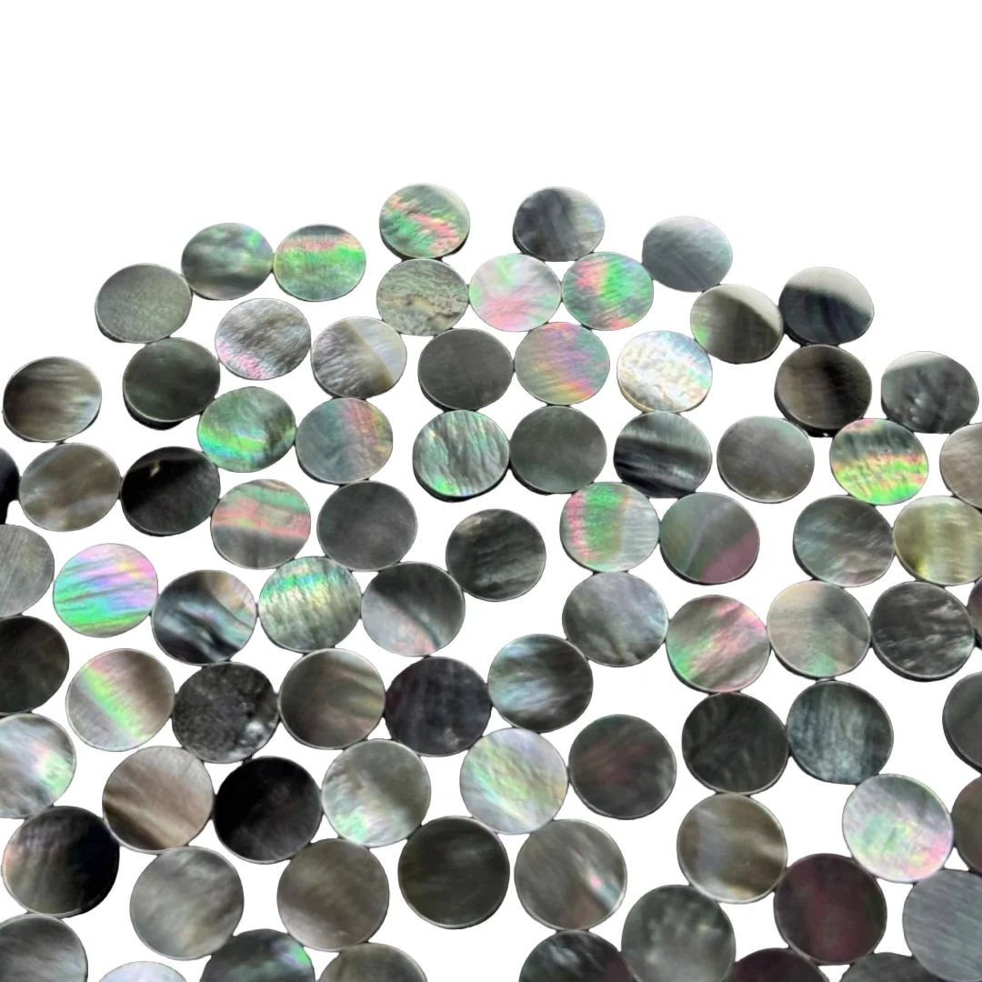 

8X1mmPremium Black Oyster Shell Round Inlay Sheets for Furniture, Jewelry & DIY Crafts - High-Quality Mother