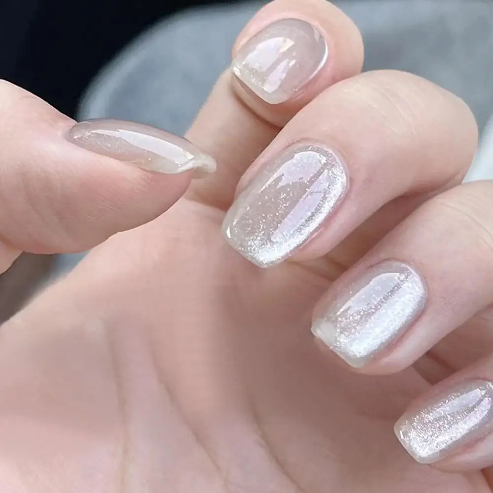 24pcs Fake Nails Square Head Fake Nail  Eye Gel Nail Polish Ceramic Press On False Nails Short Full Cover Nail Tips