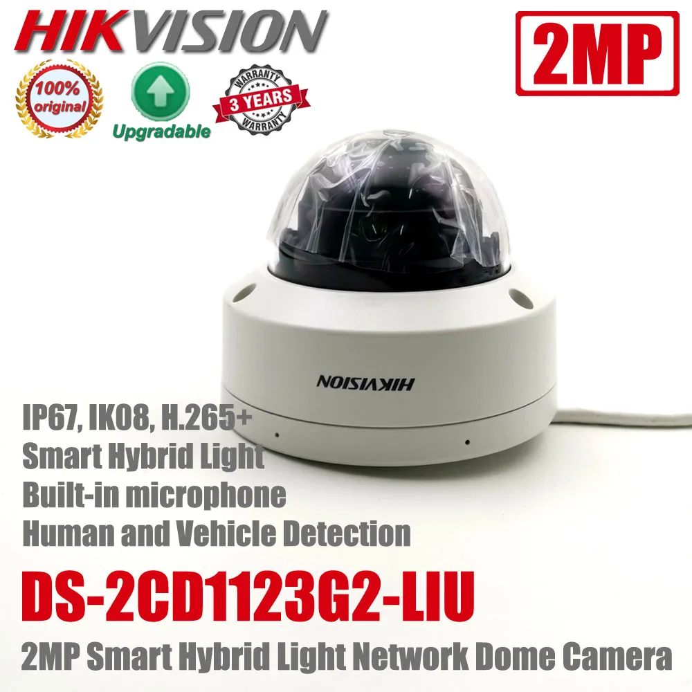 [JIT] Hikvision 2MP DS-2CD1123G2-LIU IP67 IK08 Built-in Mic Smart Hybrid Light Fixed Dome Network Camera