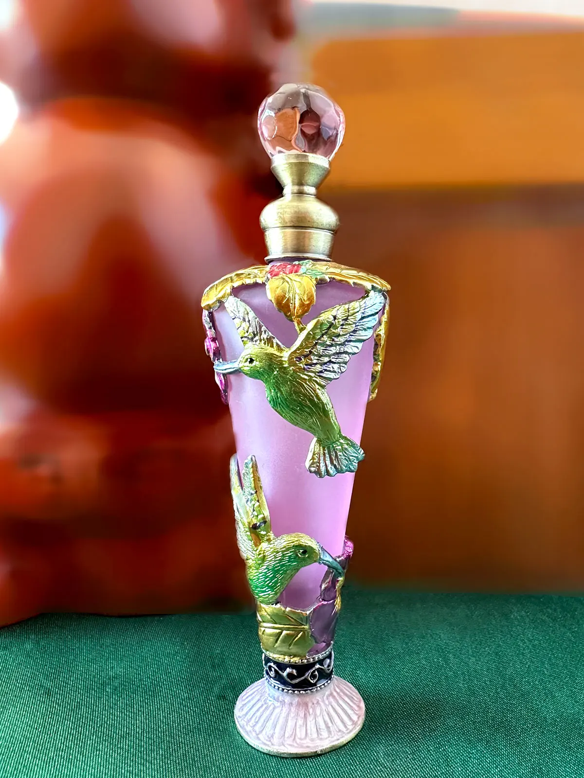 Glass Perfume Bottles Empty Vintage Bejeweled Angel Hummingbird Flower Decorative Fancy Crystal Perfume Bottle Refillable(25ML)