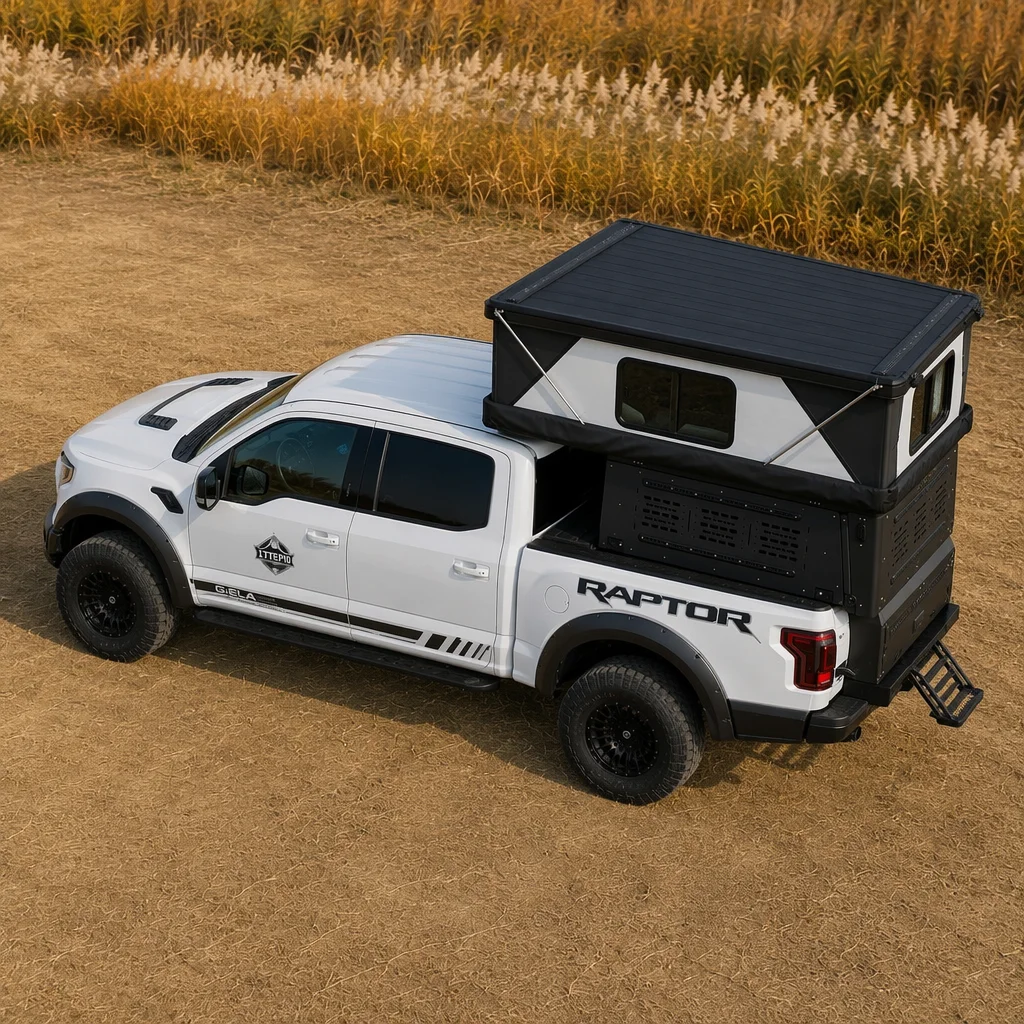 Aerodynamic Sloped Truck Topper Canopy Hard Shell Camper Shell Waterproof Pickup Bed Cover for Outdoor Adventure