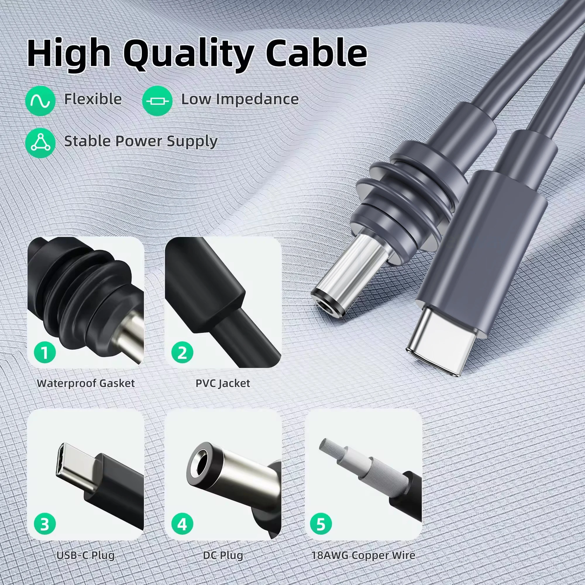 For StarLink Space-x Mini USBC/DC To D Cable 3/5/10m Waterproof Overload Short Circuit Protection SPX MINI Type-C To DC Cable