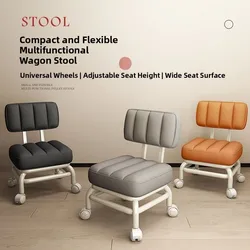 Carrito de cras portátil, taburete pequeño con ruedas, taburete con respaldo, taburete para el ar, taburete pequeño par...