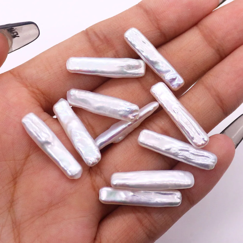 Long Strip-shaped Non-hole Natural Freshwater Pearl Loose Beads DIY Exquisite and Charming Necklace Bracelet Earring 5x23mm