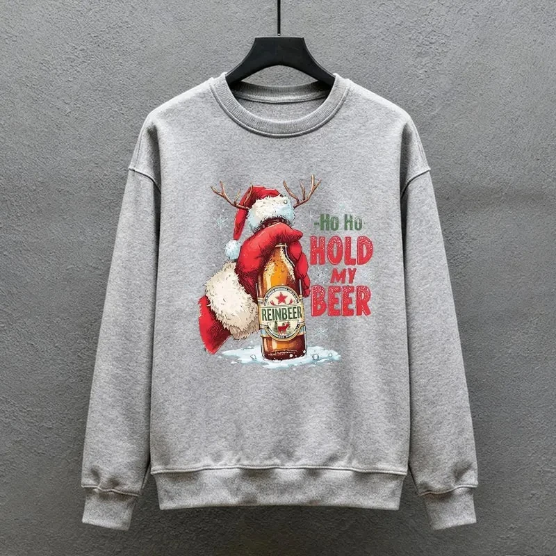 2026 Nuovo Hold My Beer Natale Harajuku Donna Natale Divertente Natale Felpa alla moda Inverno Manica lunga Pullover Felpe calde