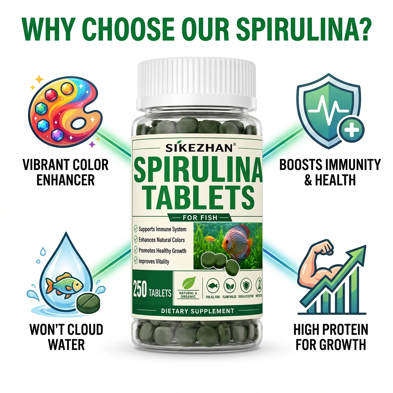 1000pcs High Purity Spirulina  - Aquarium Fish Vitamin recension och pris