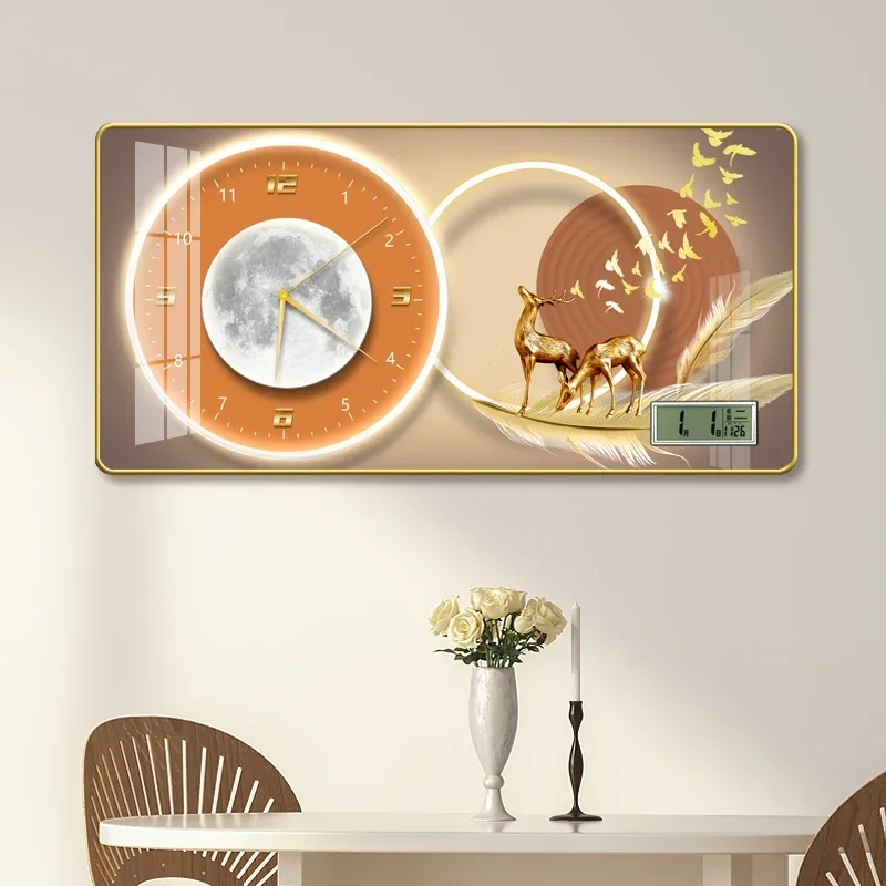 

Simple modern fashion aluminum wall clock clock with temperature calendar clock