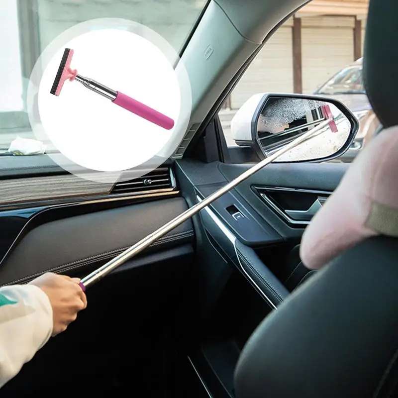 125g Car Mirror Rainy Glass Window Cleaning Tool Wiper Long Handle Car Side Mirror Squeegee Rubber Telescopic Rearview Mirror