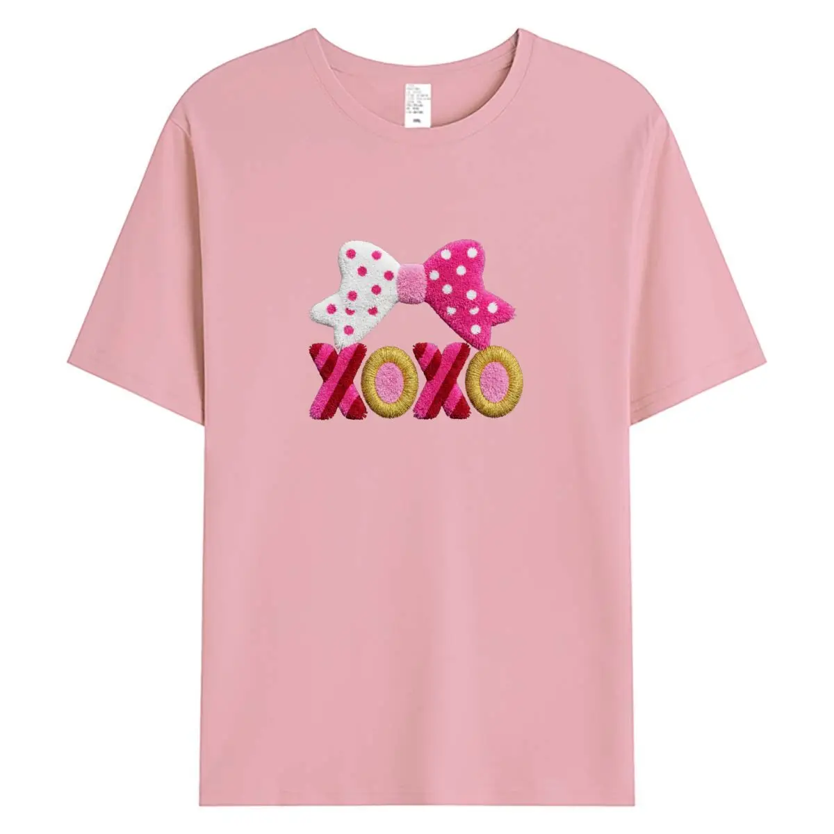 

Women T-Shirt Pink Bow XOXO Graphic Tee Valentine Day Gift Casual Cotton Short Sleeve Female Tops