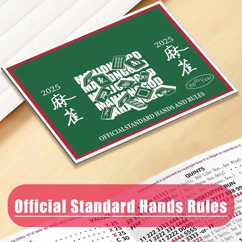 Mah Jongg Rule Card Official Rules Mahjong Scorekeeping Sheets Foldable Mah Jongg League Scorecard Parties Favors For The