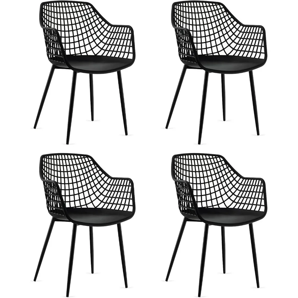 Dining Chairs Set of 4 - Black Arm Chair with 15