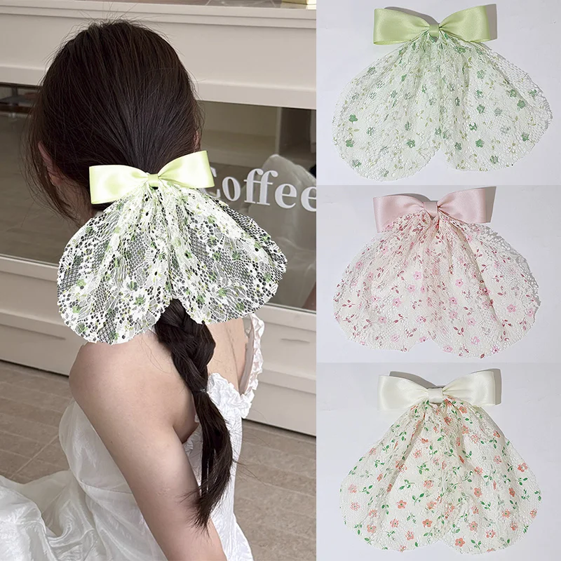 

Lystrfac Fairy Embroidery Flower Hair Bow For Women Girls Hairclip Hairpin Top Clip Hairgrips Female Hair Accessories