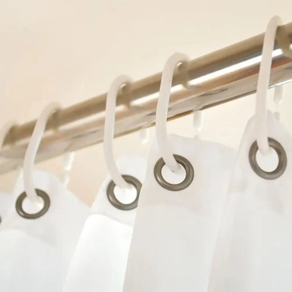 

48pcs C-Shaped Shower Hooks Plastic Bath Curtain Rings Smooth Reusable For Bathroom Dressing Room Curtain Supplies