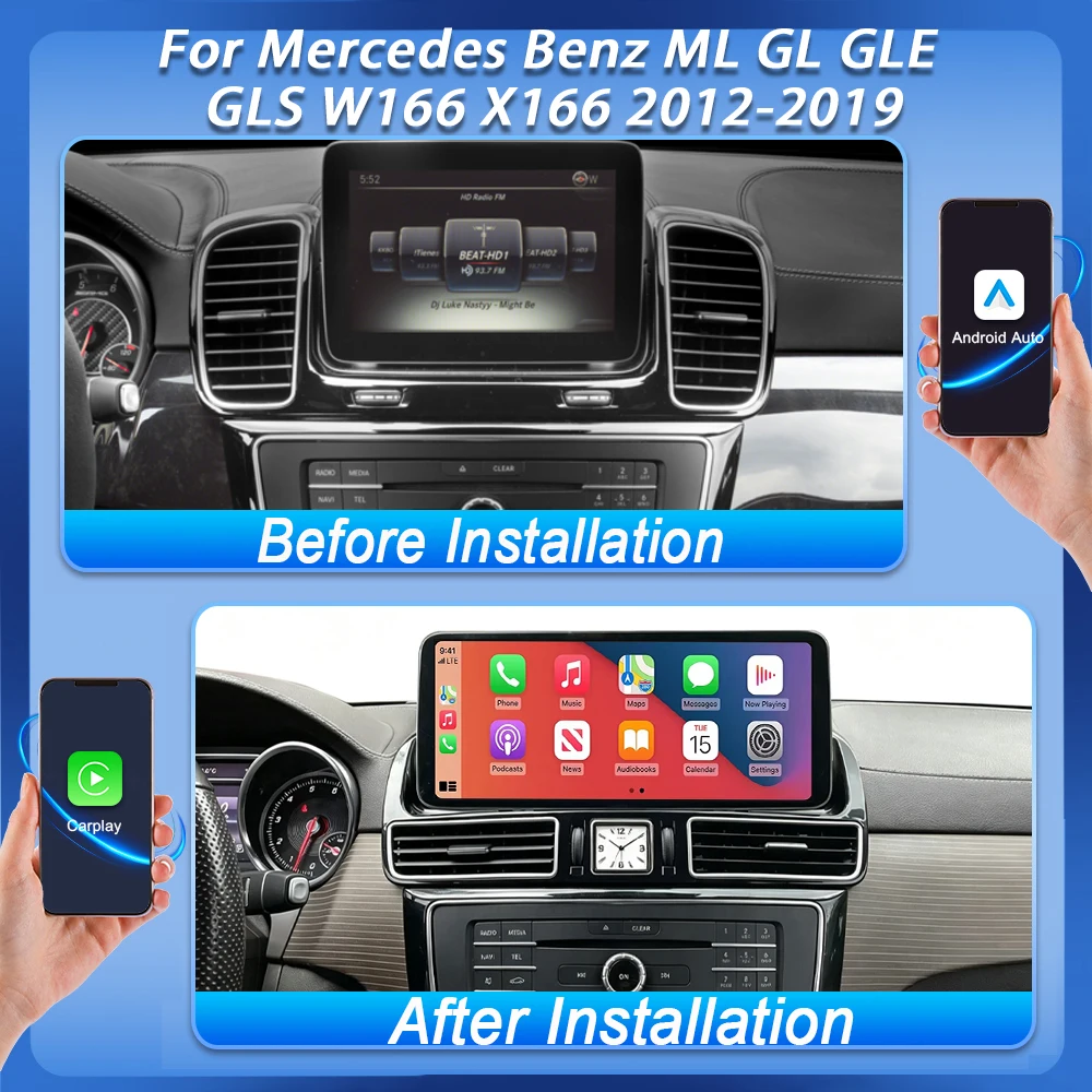 Android 16 12.3 Inch For Mercedes Benz ML GL GLE GLS W166 X166 2012-2019 GPS Navigation Car Raido Multimedia DVD WiFi 5G 8 Core