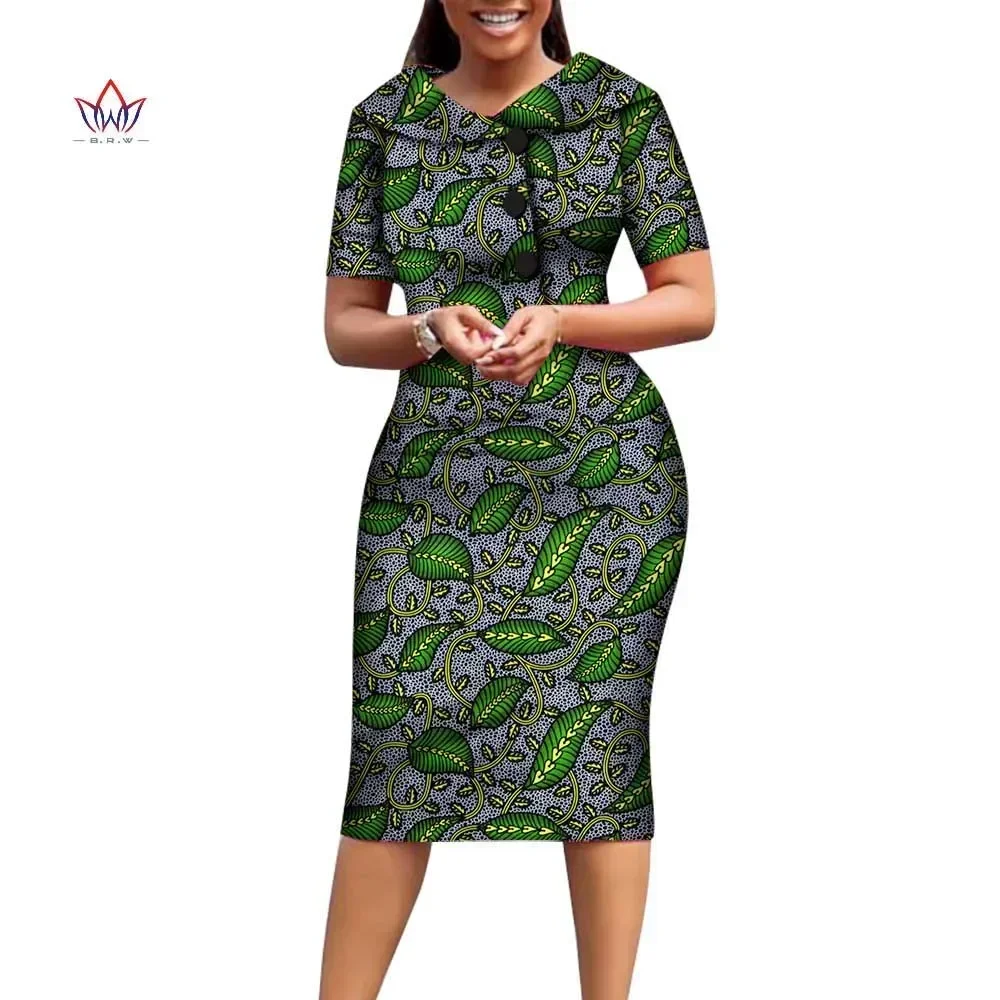 African Print Dresses for Women Short Sleeve Mid-dress Dashiki Traditional  Clothing Knee-length African Wear for Ladies WY6482 - AliExpress 200000532