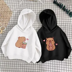 Capybara-Sudadera con capucha para niño y niña, ropa informal de Anime, Tops Kawaii de dibujos animados