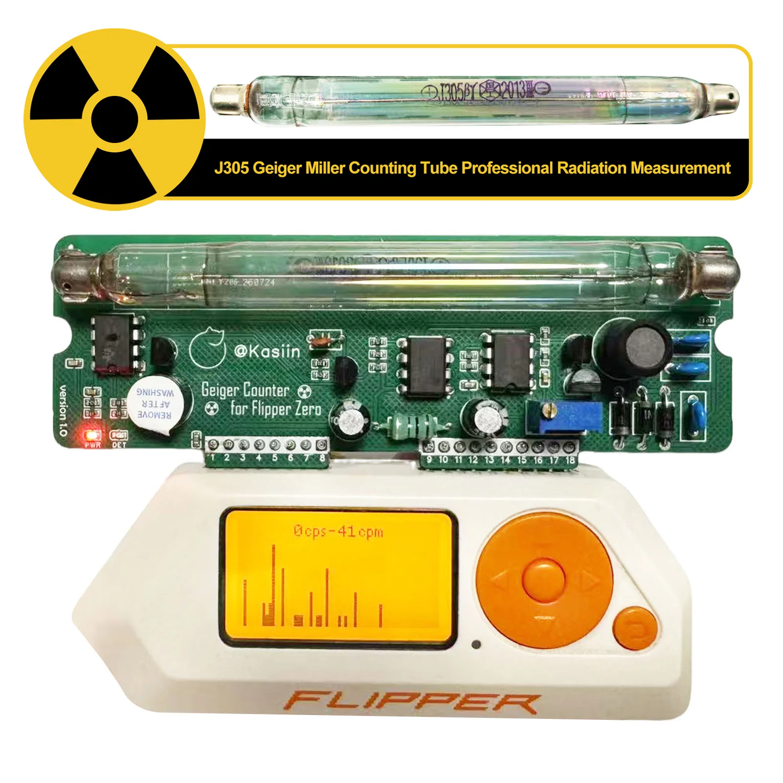 Flipper Zero J305 Geiger Counter APP Counter X-ray β-ray Radioactivity Tester Nuclear Radiation Detector