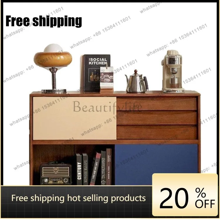 LD solid wood antique living room side cabinet entrance color matching storage drawer multi-function