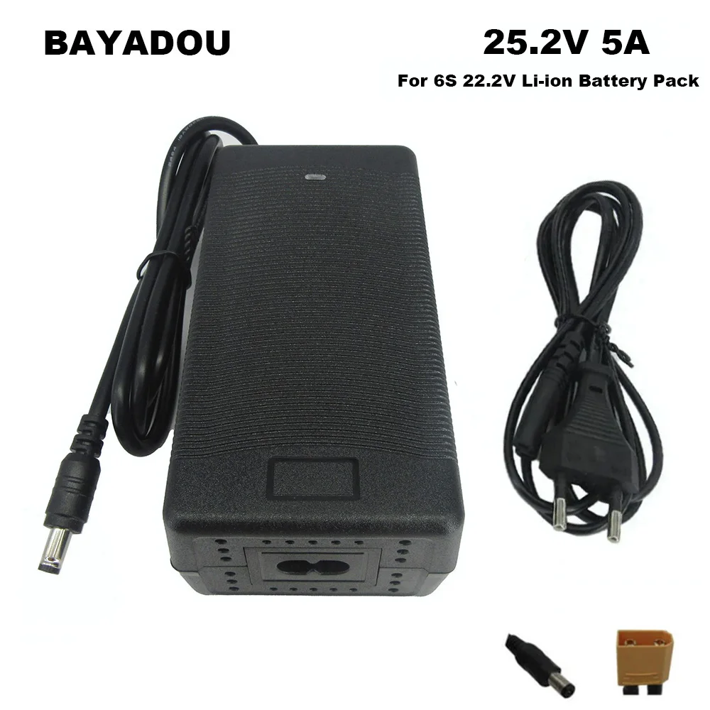 Szybka ładowarka Li-ion 25.2V 5A do akumulatorów litowych 21.6V 22.2V 6S do elektronarzędzi, złącze DC XT60 z wentylatorem — zdjęcie produktu 7