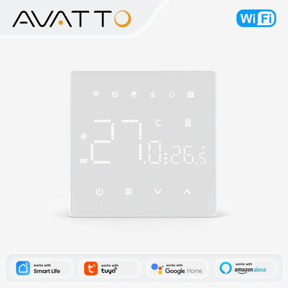 AVATTO Smart WiFi Thermostat,LCD Screen,AVATTO APP Remote Control,Work for Alexa Google Home.