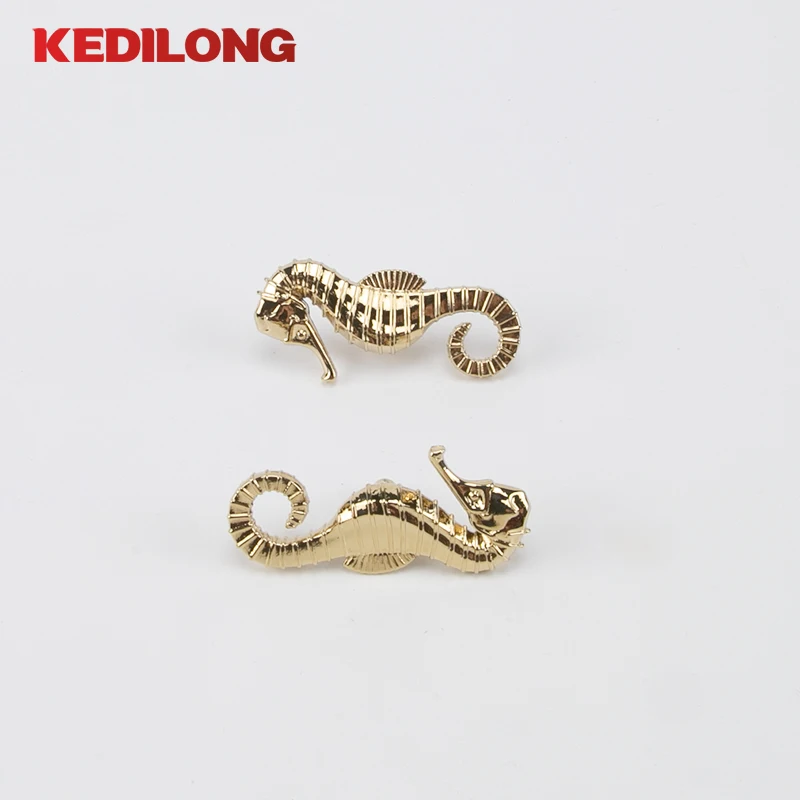 KEDLO Brass Nordic vintage seahorse brass pull handle furniture hardware brass knob Mediterranean Ocean series cabinet handle